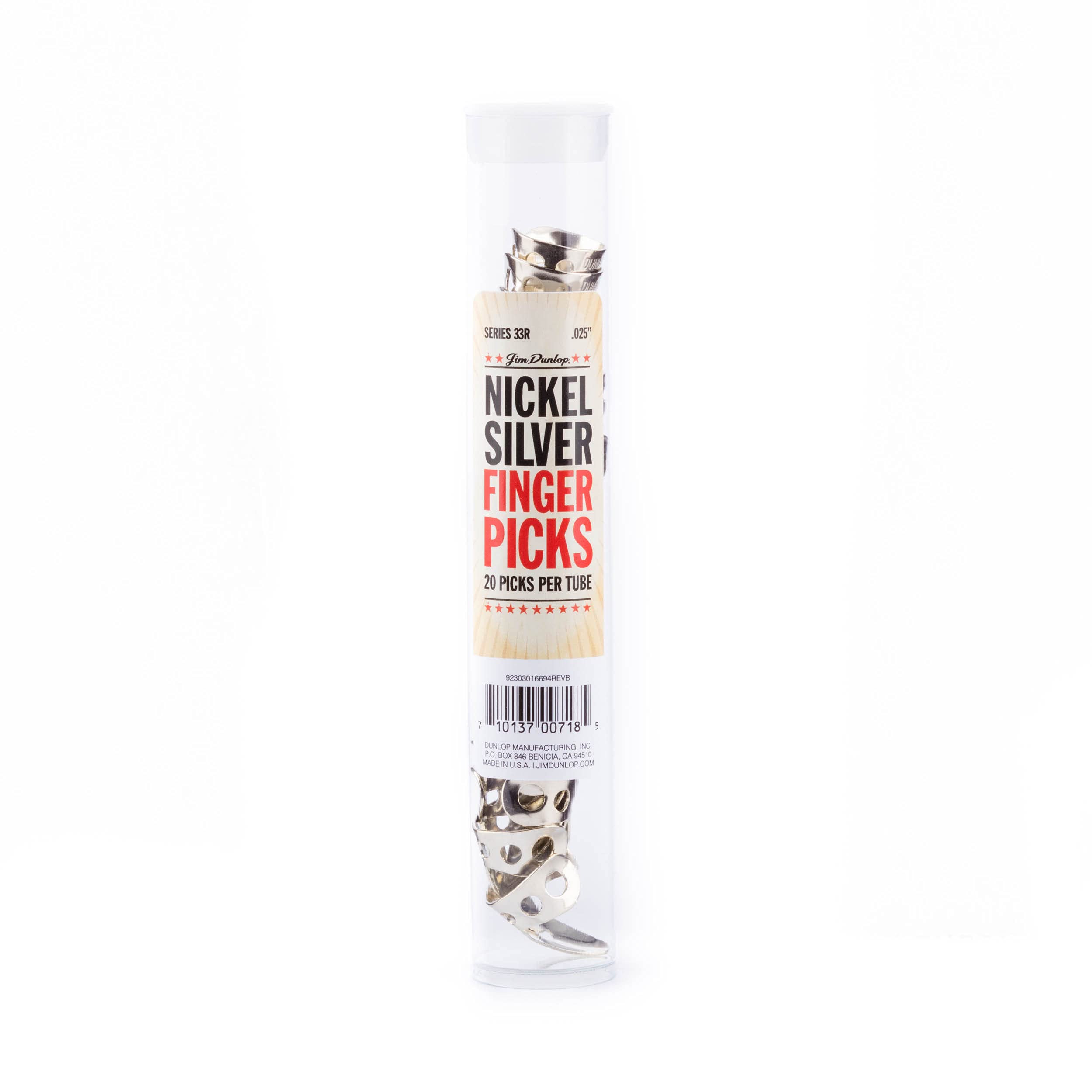 JIM DUNLOP 33R.025 Nickel Silver Fingerpicks, .025'', 20/Tube
